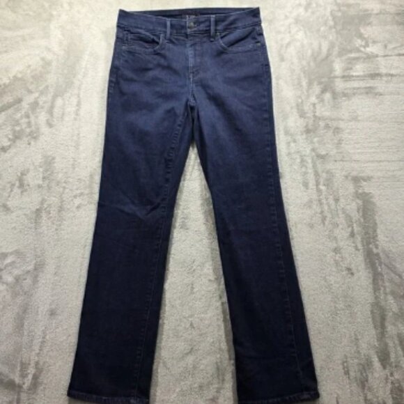 NYDJ Marilyn Straight Jeans Women's 6 Mid Rise Dark Wash Denim Lift Tuck 30x29 - Picture 1 of 9